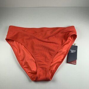 Reebok Bikini Bottoms Womens XL Red V-Waistband High Waist Ribbed Swimwear Beach